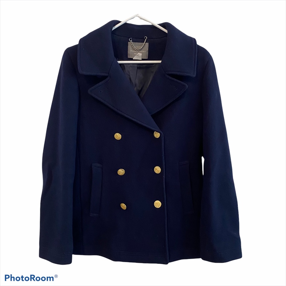 J Crew Majesty Peacoat Blue Stadium Cloth size 8